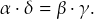 \[\alpha\cdot \delta = \beta\cdot \gamma.\]